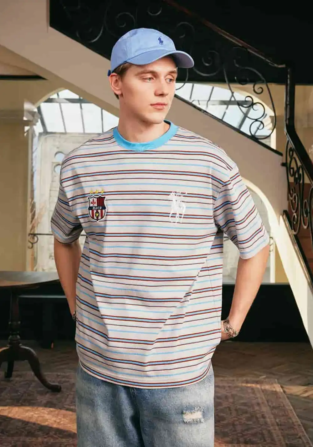 HARSH AND CRUEL丨Retro Stripe Collar Tee