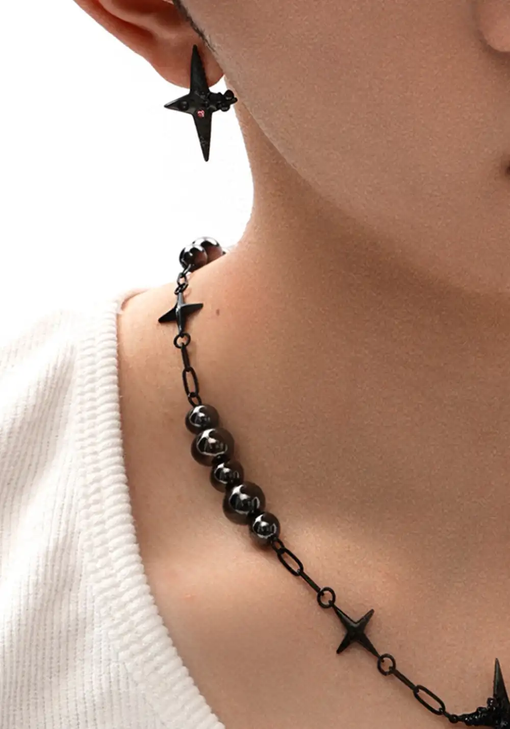 Losing Bargain丨Black-Pink Star Beaded Necklace
