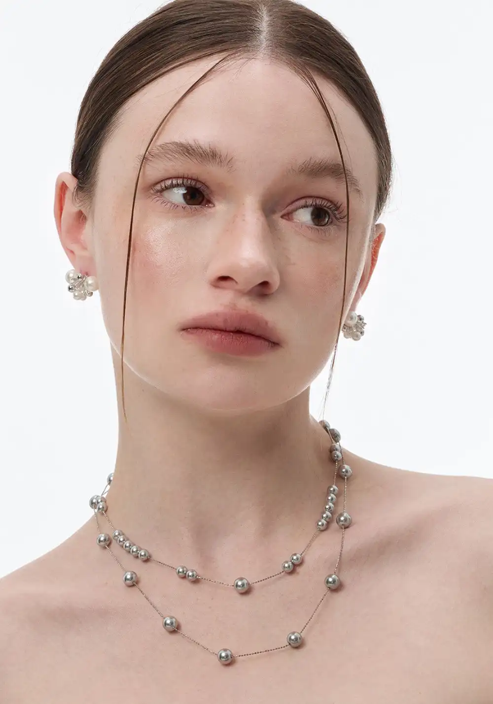 SUN HUNTER丨Broken Pearl Necklace & Mismatch Pearl Ear Set