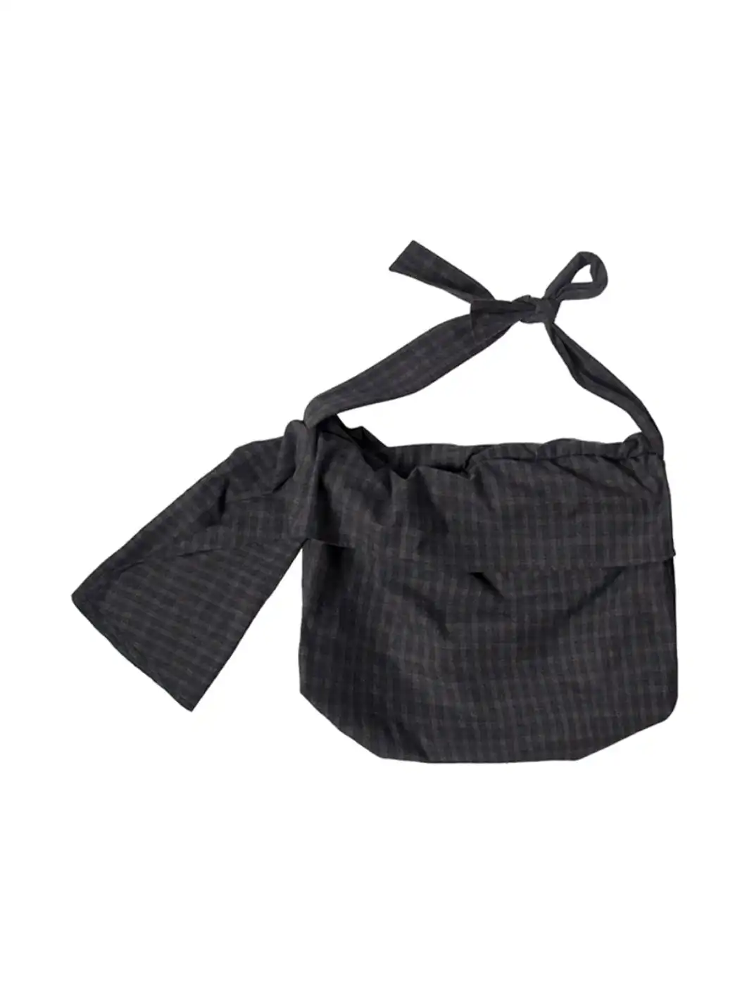 RELABEL丨Blue Plaid Wool Multi-Pocket Drawstring Bag