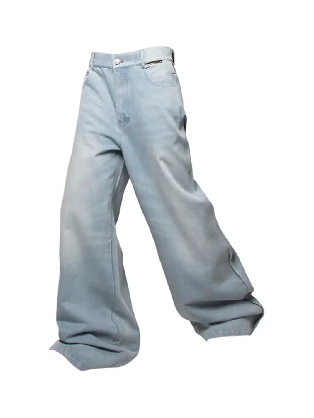 RELABEL丨Washed Zip Waist Straight Jeans