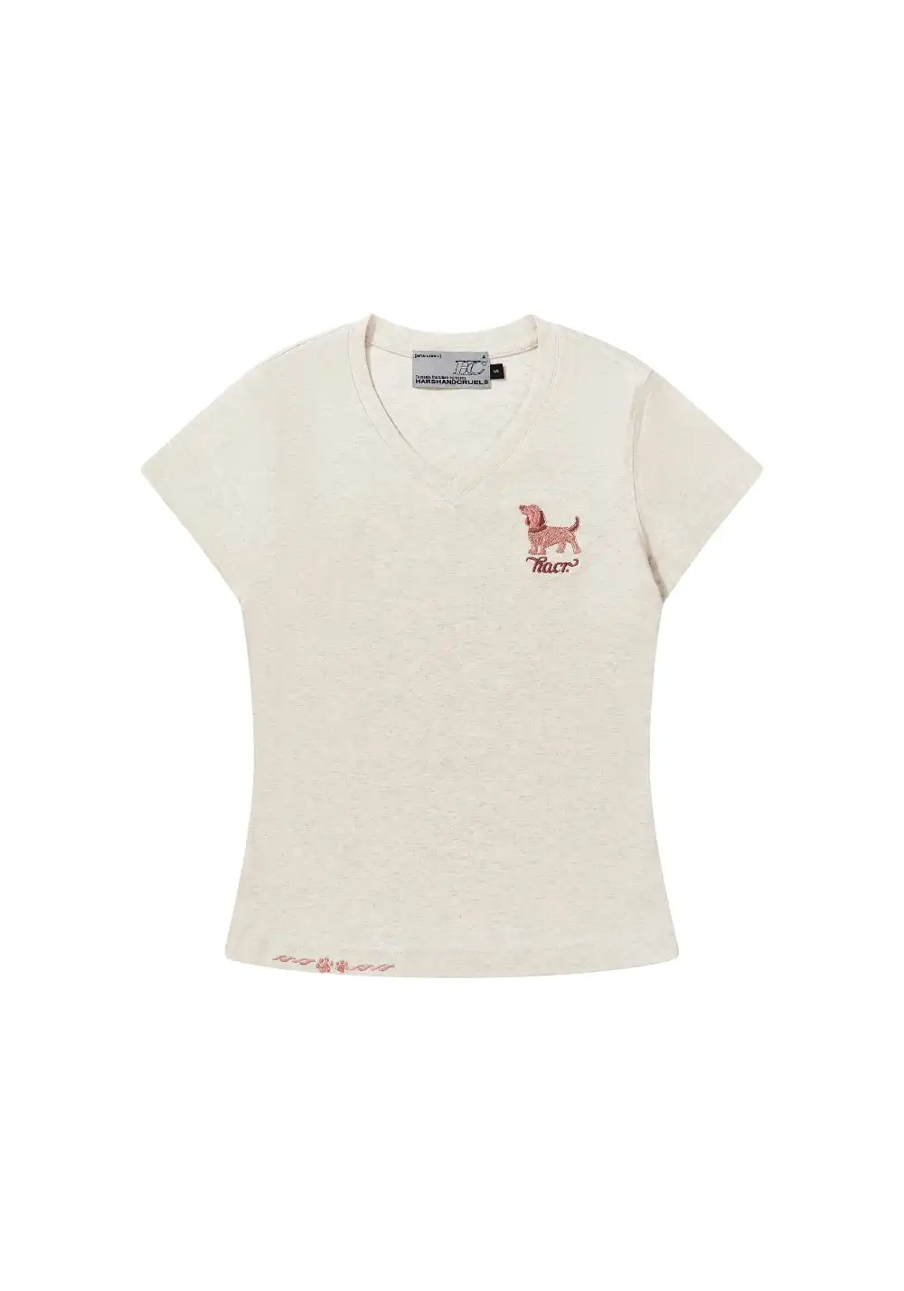 HARSH AND CRUEL|harshandcruel Cartoon Pup V-Neck Fitted Tee