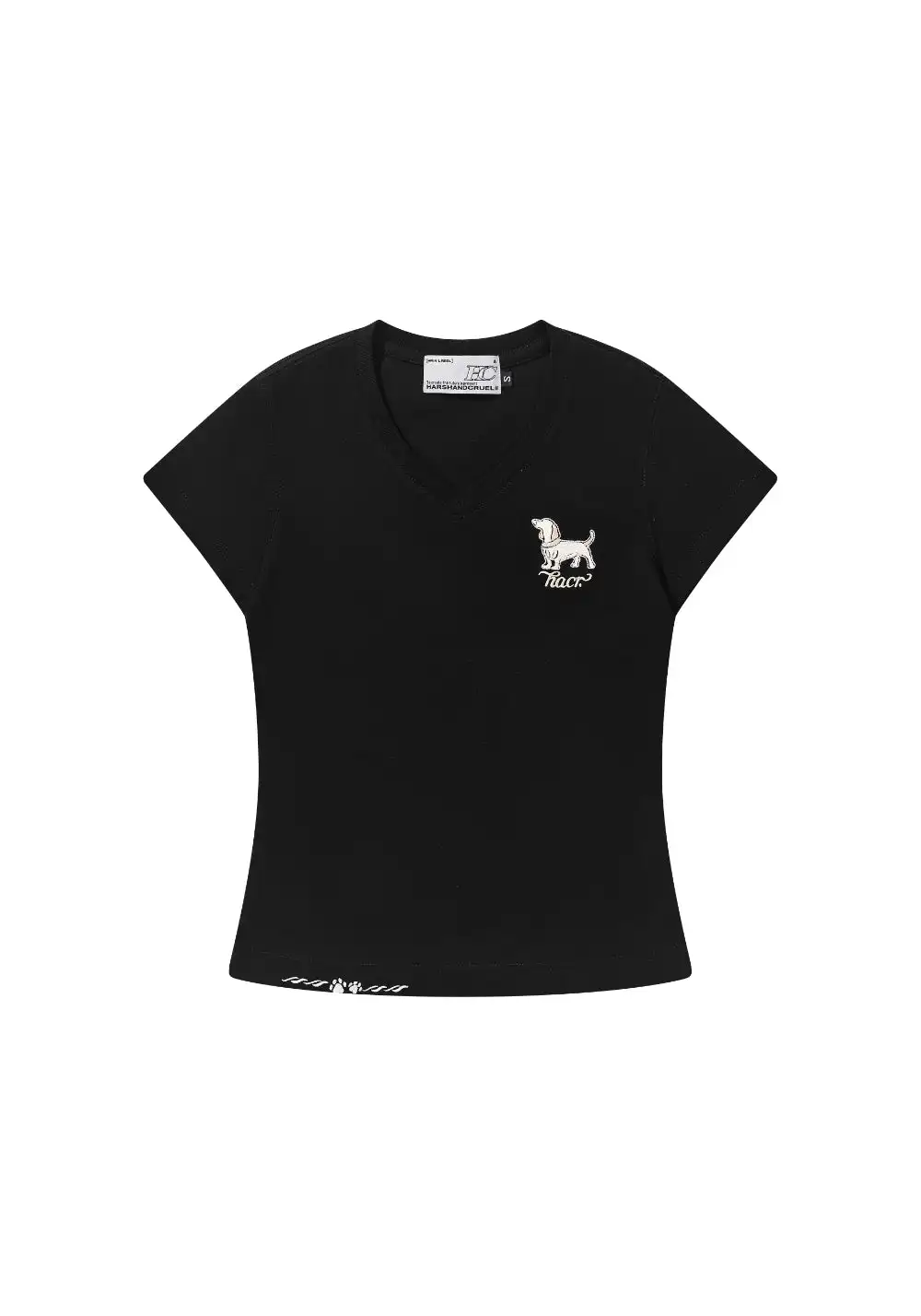 HARSH AND CRUEL|harshandcruel Cartoon Pup V-Neck Fitted Tee