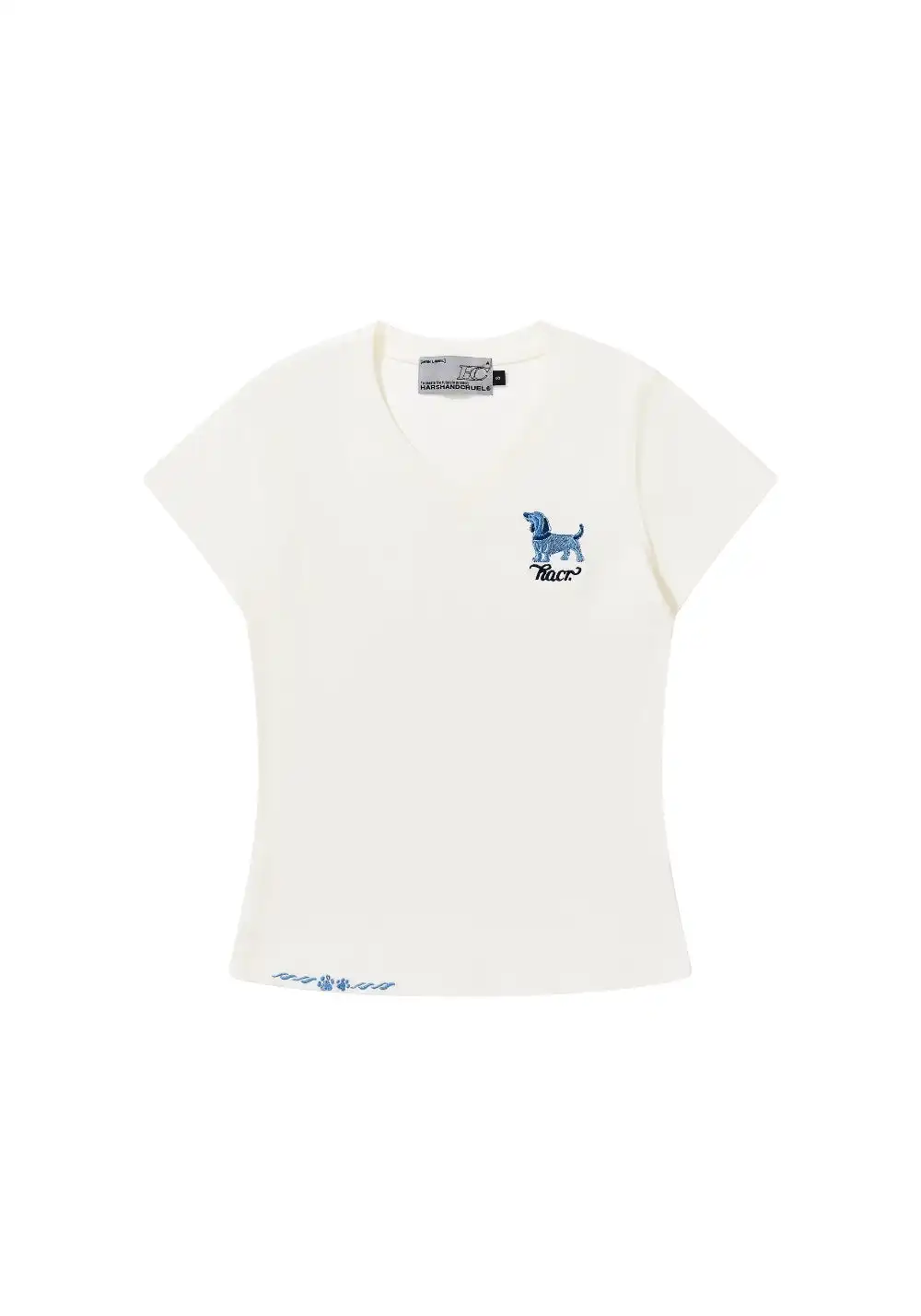 HARSH AND CRUEL|harshandcruel Cartoon Pup V-Neck Fitted Tee
