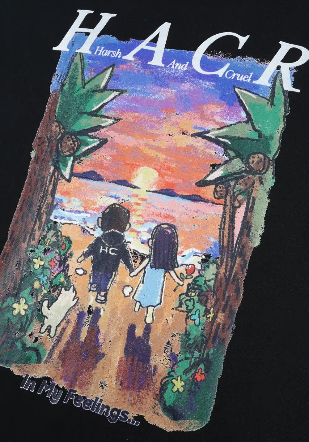 HARSH AND CRUEL丨harshandcruel Sunset Graphic Oversized Long Sleeve