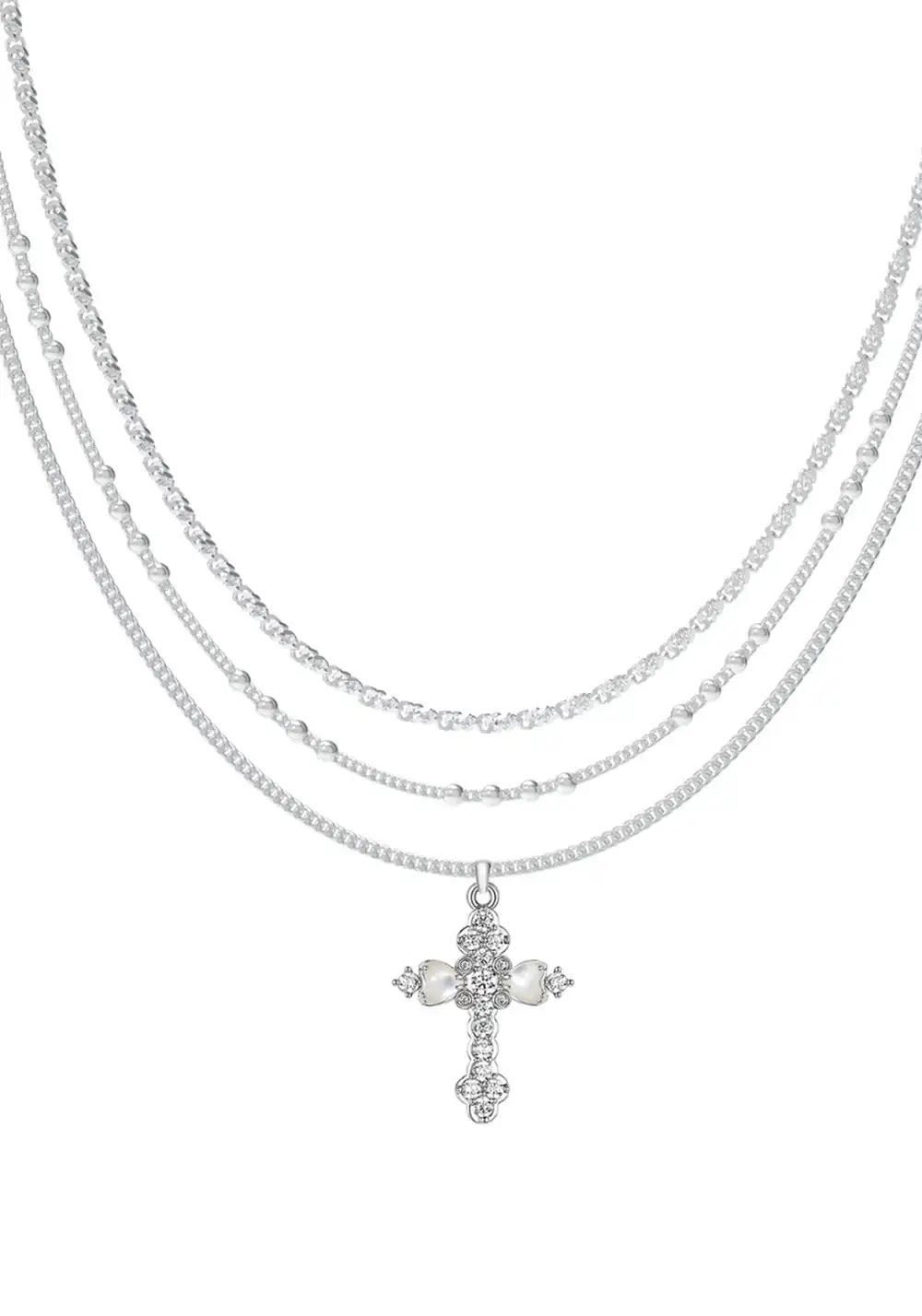 SUN HUNTER丨Triple-Layer Flower Cross Necklace