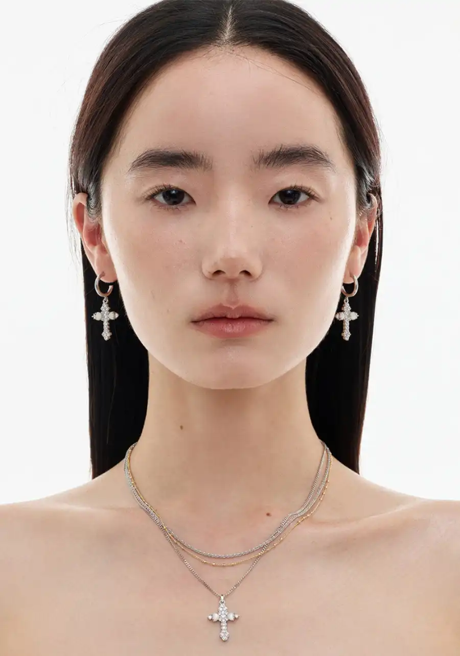 SUN HUNTER丨Triple-Layer Flower Cross Necklace - 2