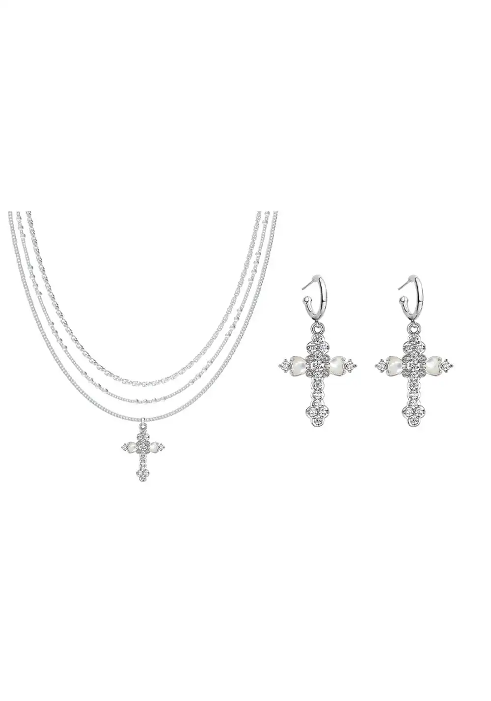 SUN HUNTER丨Triple-Layer Flower Cross Necklace