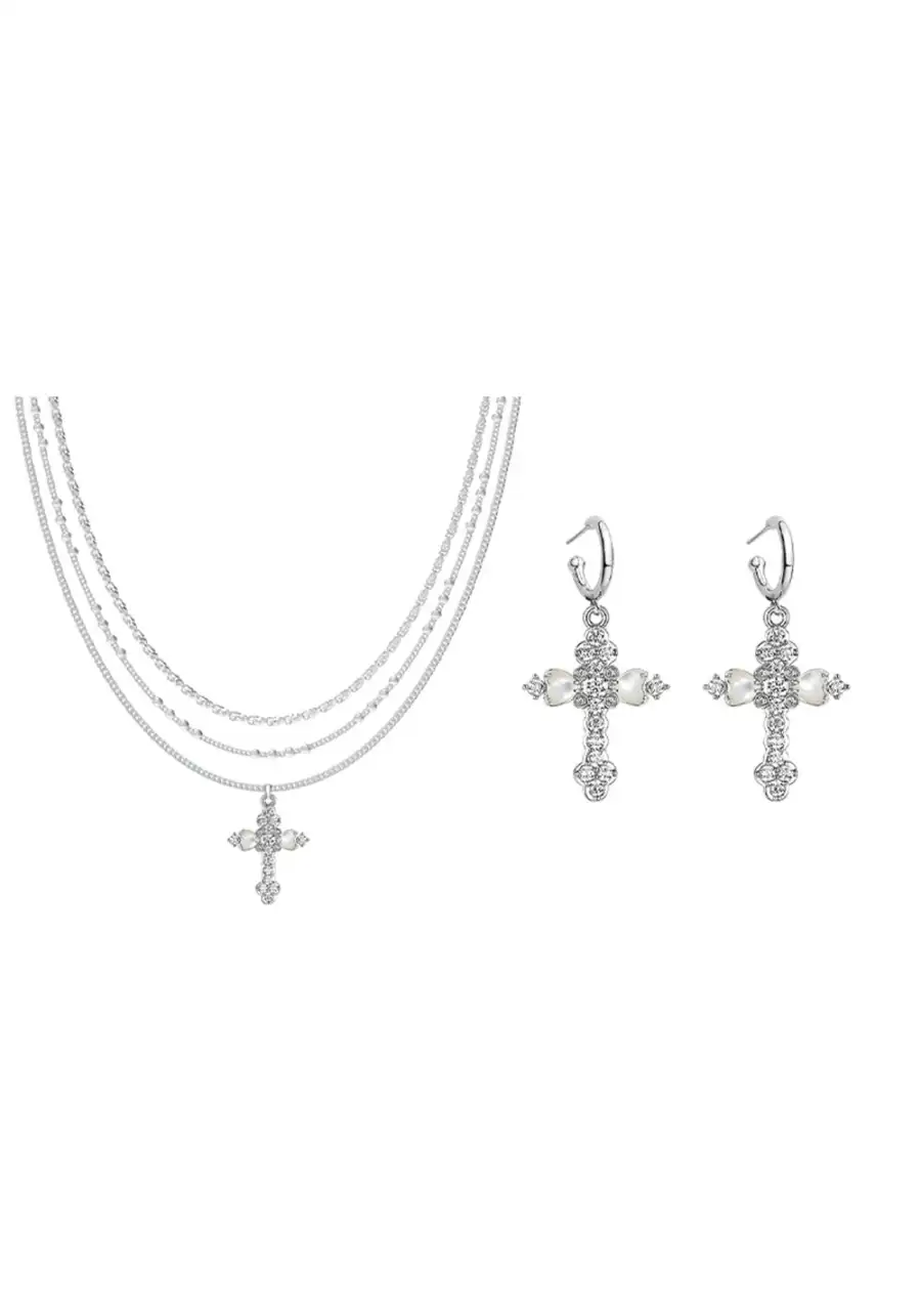 SUN HUNTER丨Triple-Layer Flower Cross Necklace - 3