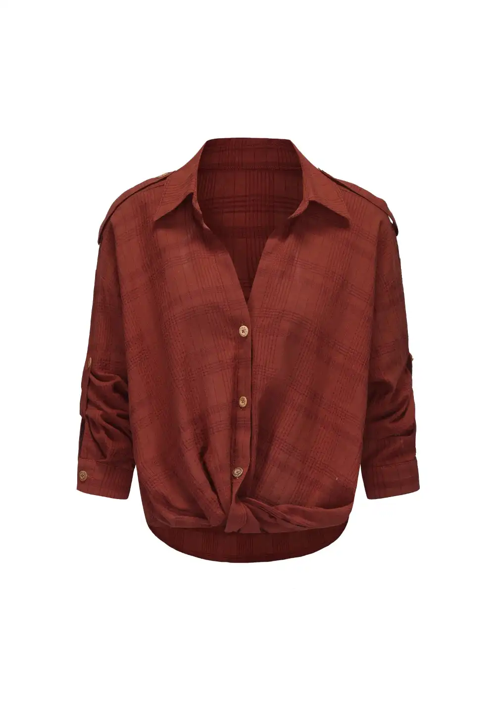 NyDkyel丨Linen Cotton Tencel Knotted Trim Adjustable Sleeve Sun Shirt