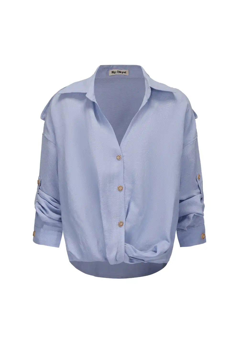 NyDkyel丨Linen Cotton Tencel Knotted Trim Adjustable Sleeve Sun Shirt