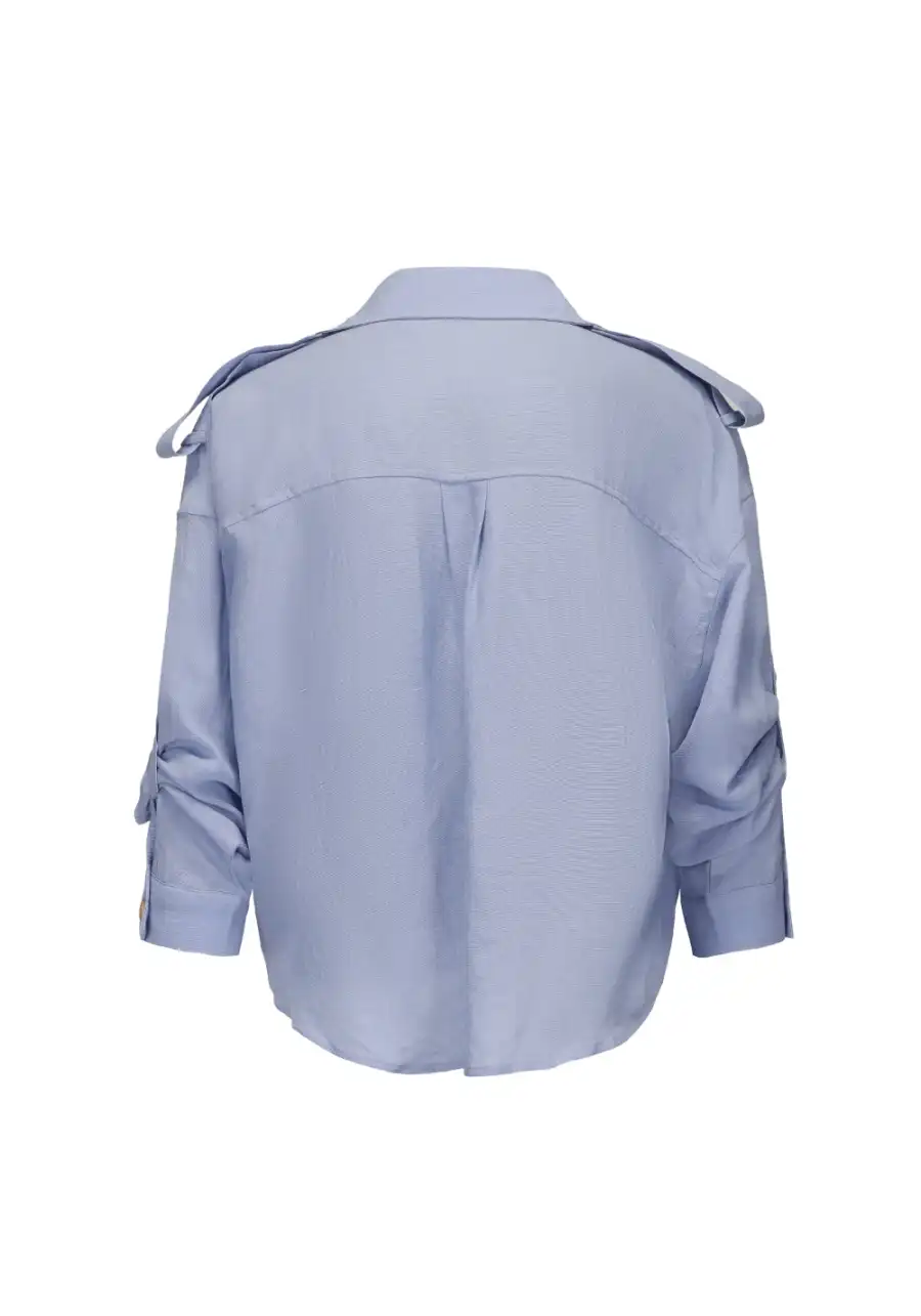 NyDkyel丨Linen Cotton Tencel Knotted Trim Adjustable Sleeve Sun Shirt - 4