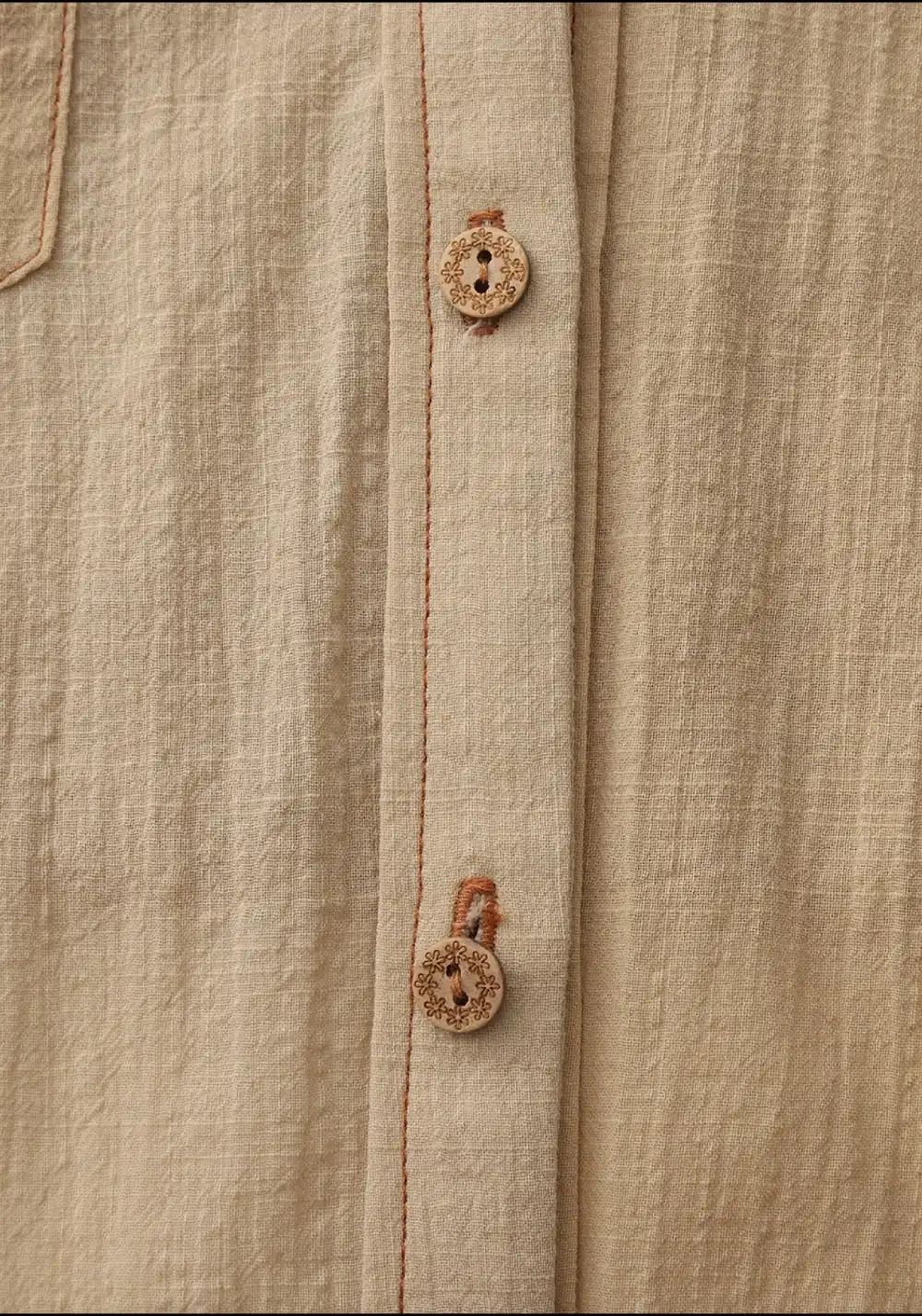 NyDkyel丨Tencel Linen Blend Wooden Button Short Crop Shirt