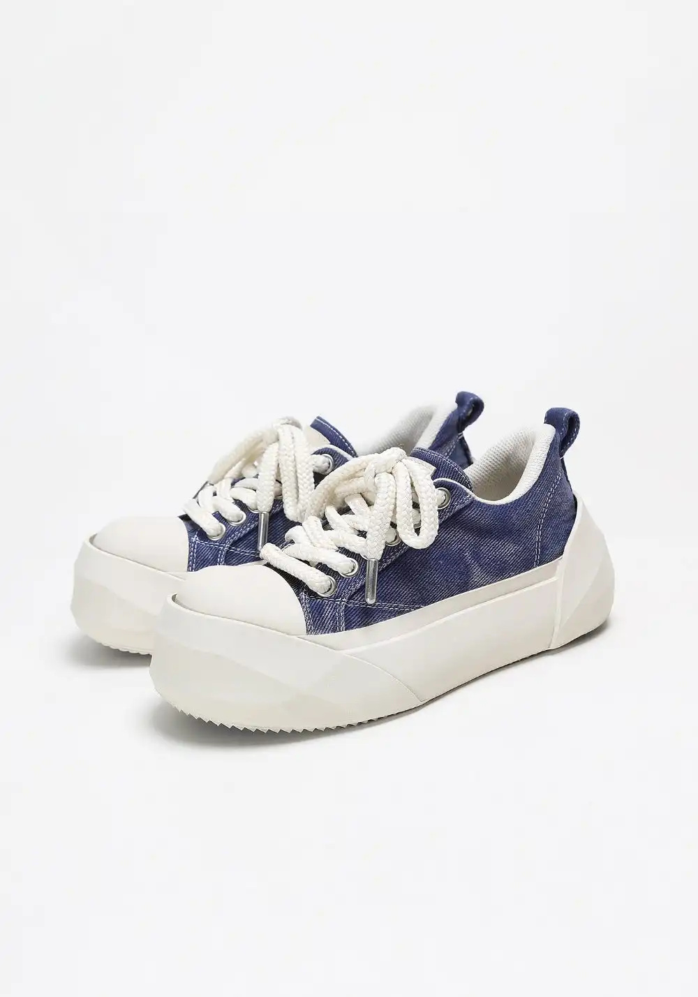 ADC丨Bare Look Washed Denim Platform Sneakers