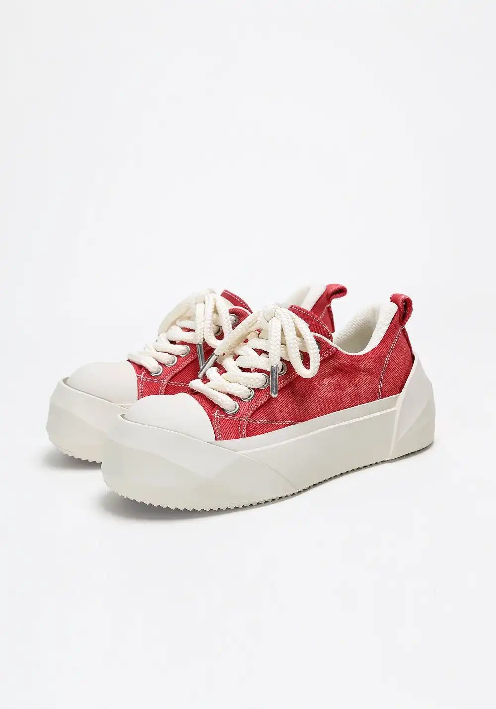 ADC丨Bare Look Washed Denim Platform Sneakers