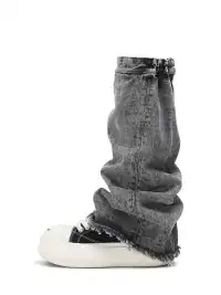 ADC丨Bare Look Washed Denim Platform Sneakers