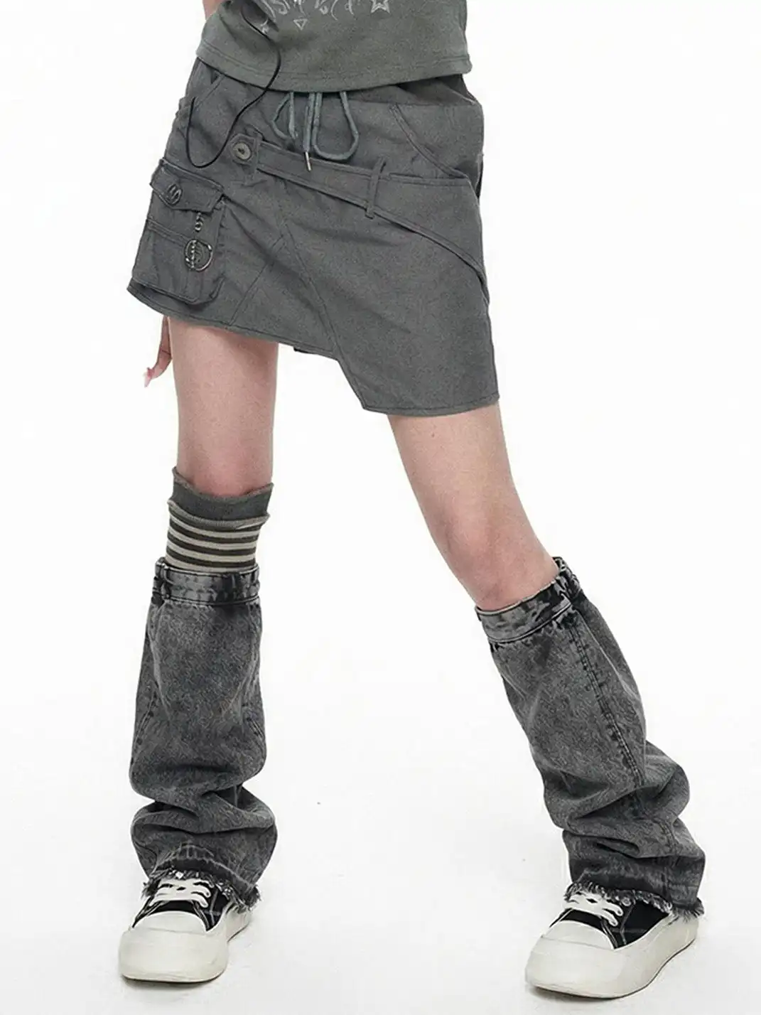 ADC丨Bare Look Washed Denim Platform Sneakers