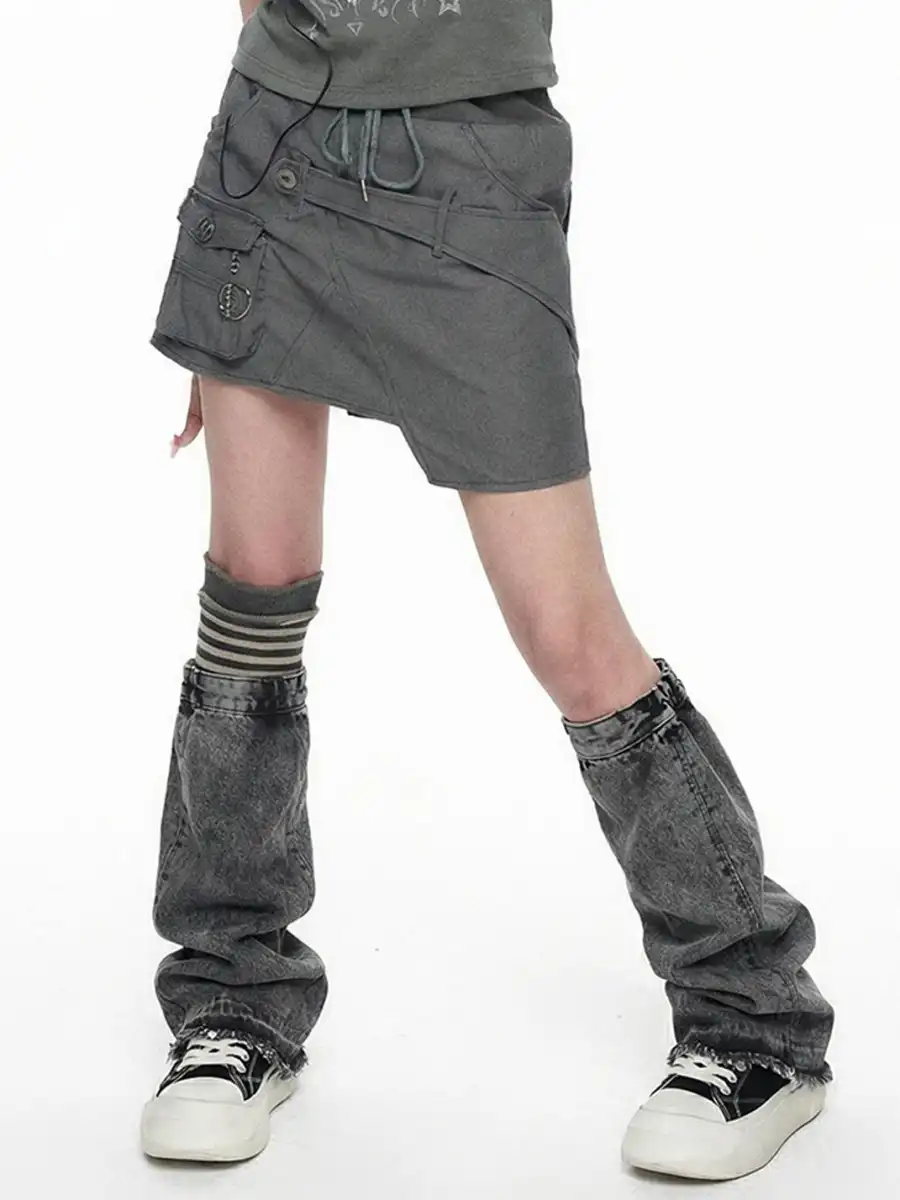 ADC丨Bare Look Washed Denim Platform Sneakers - 2
