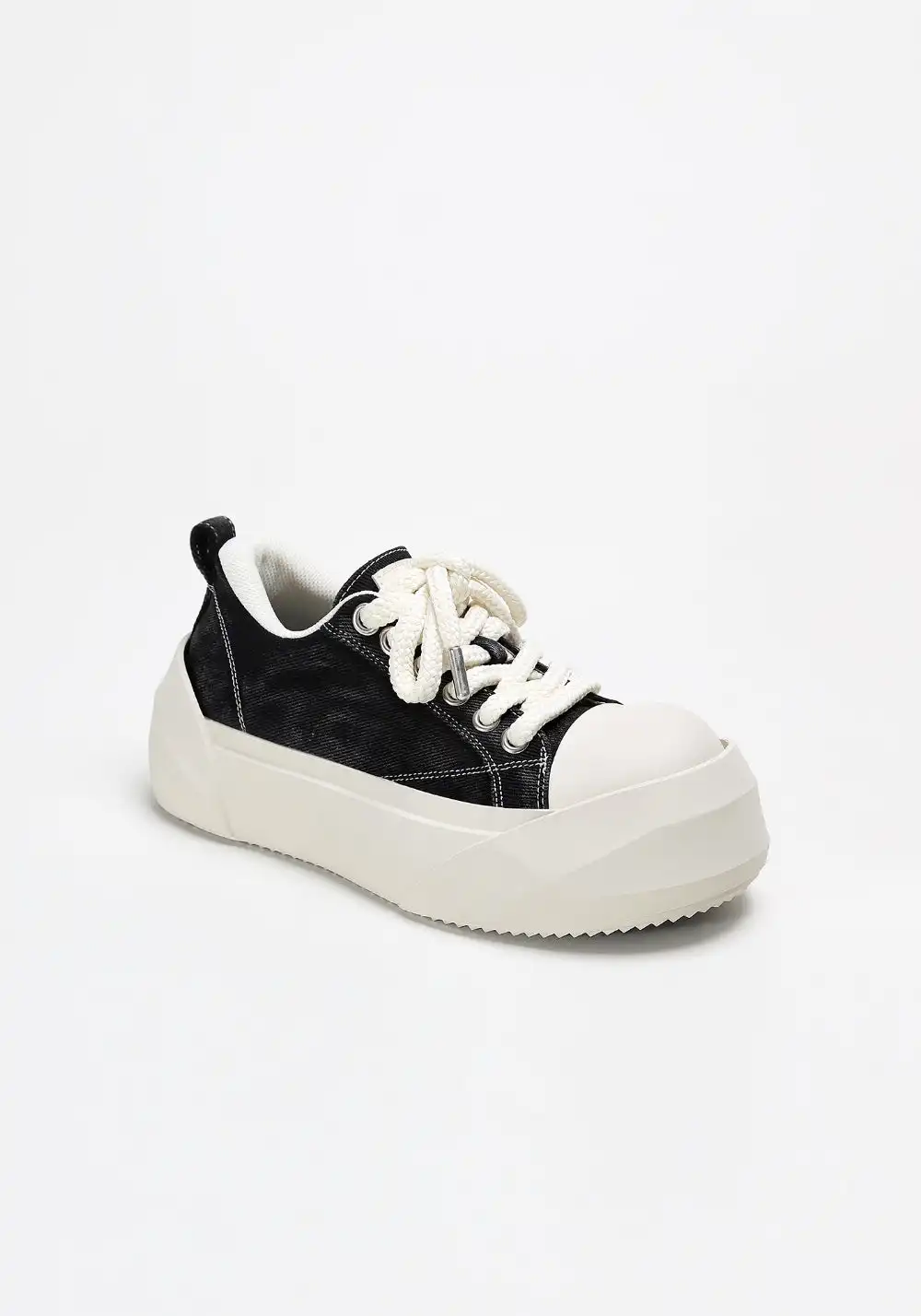 ADC丨Bare Look Washed Denim Platform Sneakers