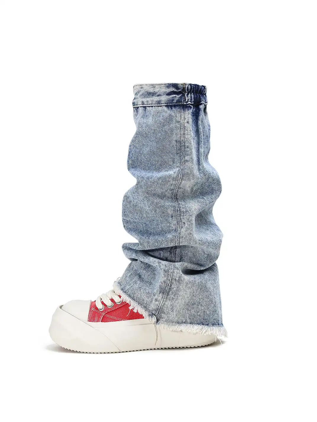 ADC丨Bare Look Washed Denim Platform Sneakers