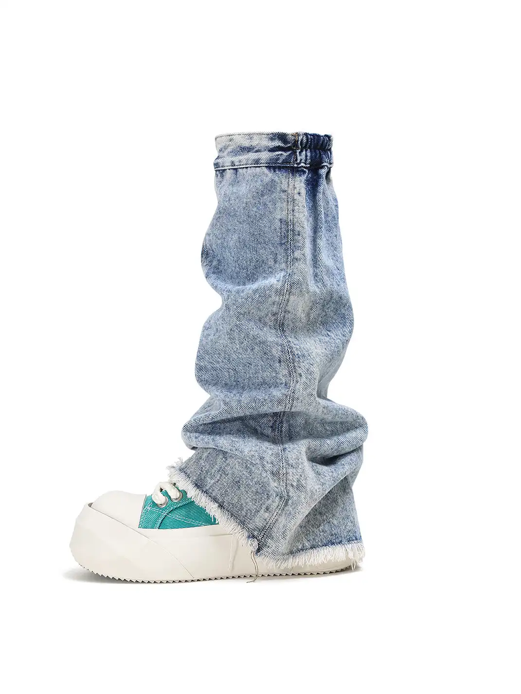 ADC丨Bare Look Washed Denim Platform Sneakers