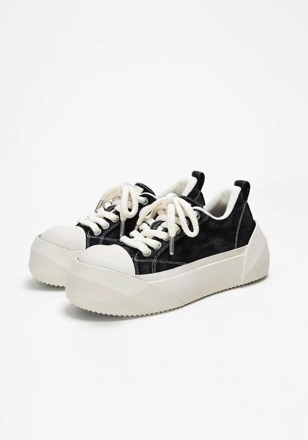ADC丨Bare Look Washed Denim Platform Sneakers
