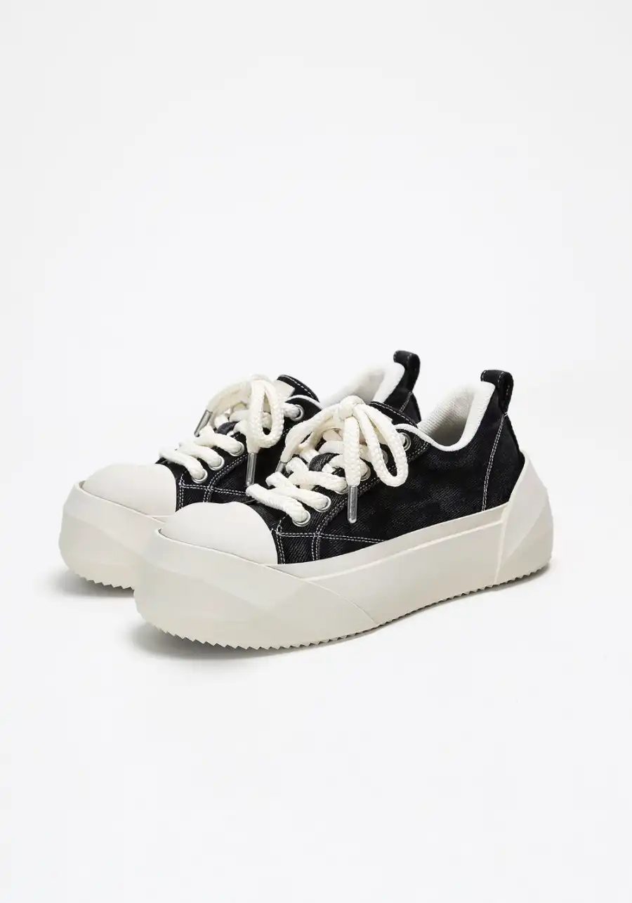 ADC丨Bare Look Washed Denim Platform Sneakers - 4