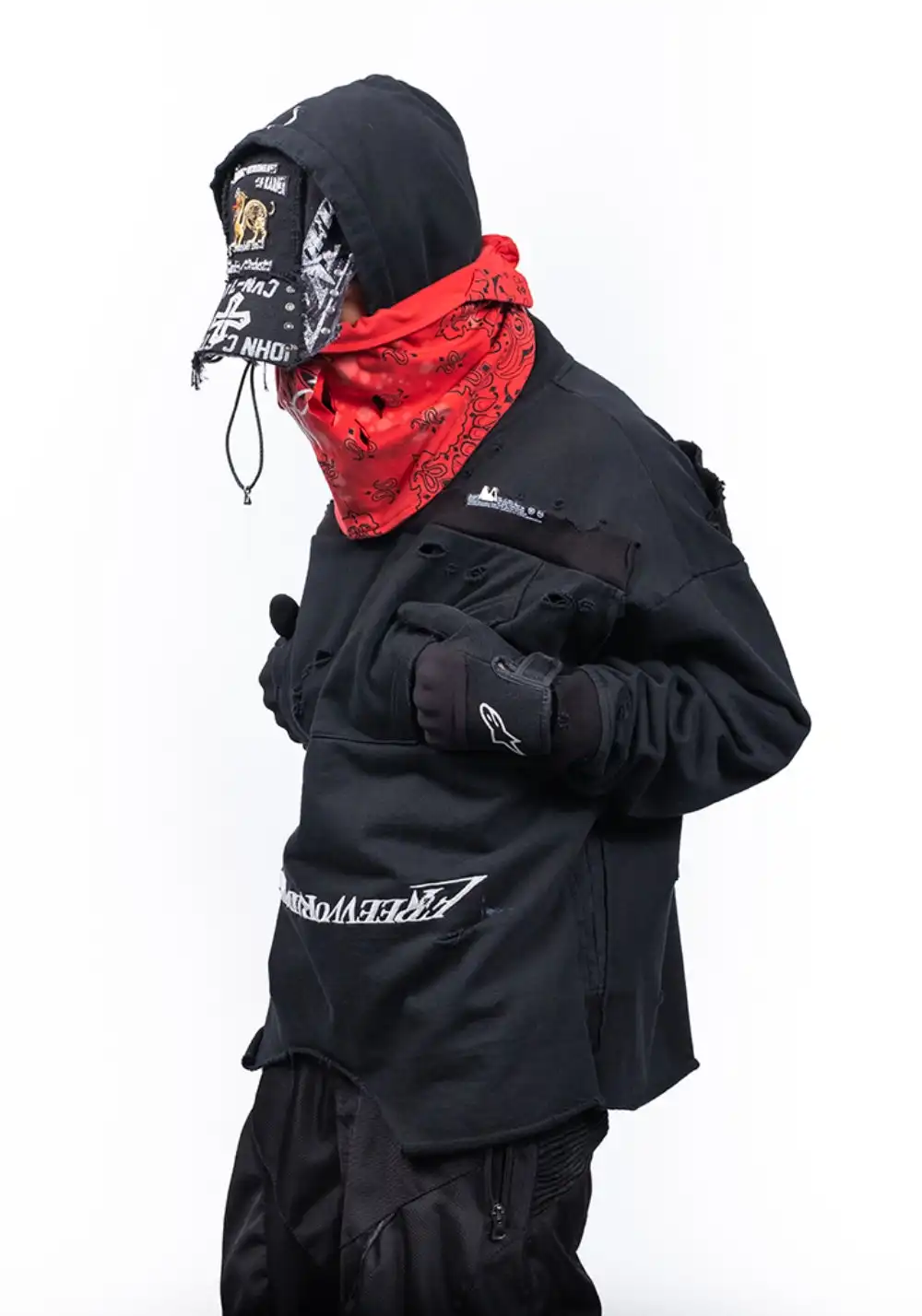 FVVO丨Dirty Washed Flip Pocket Ripped Hoodie