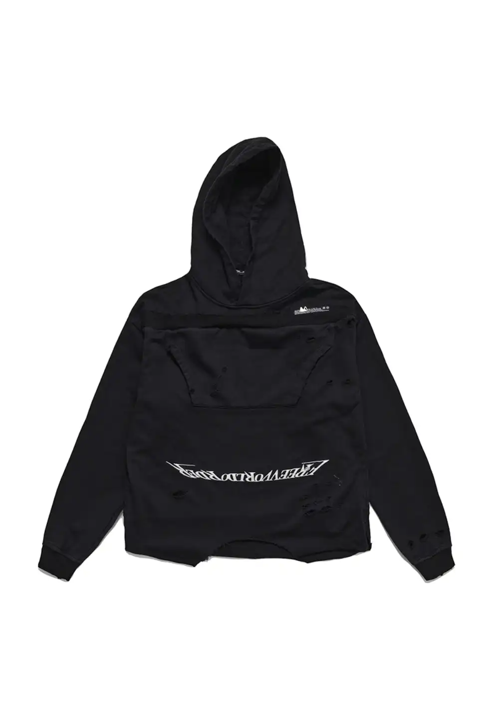 FVVO丨Dirty Washed Flip Pocket Ripped Hoodie