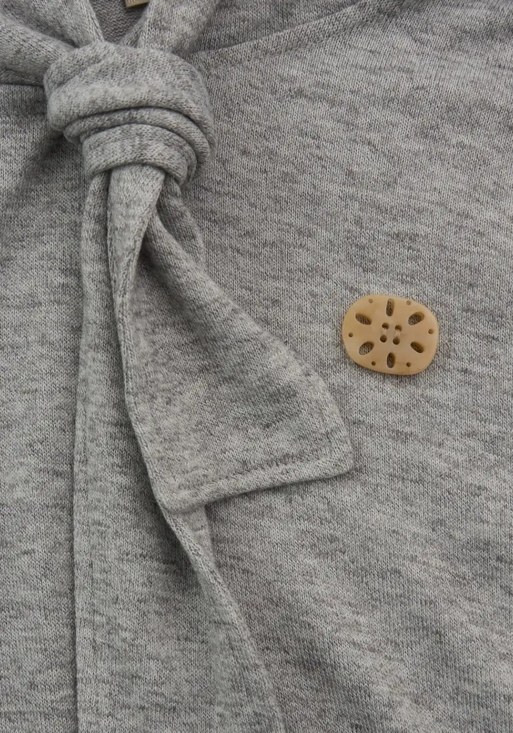 NyDkyel丨Tie-Neck Hooded Knit Top-Gray