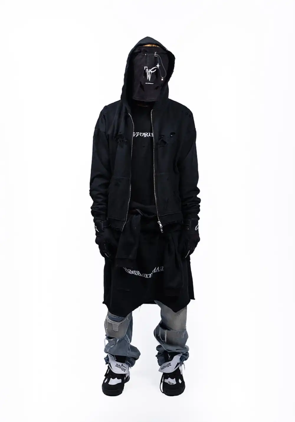 FVVO丨Dirty Washed Ripped Pocket Zip-up Hoodie
