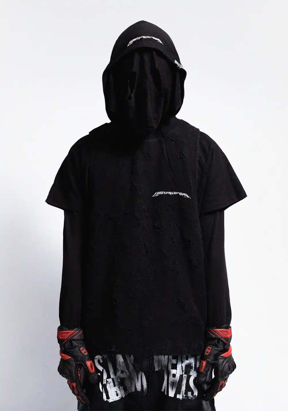 FVVO丨Broken hole three piece top set-Black