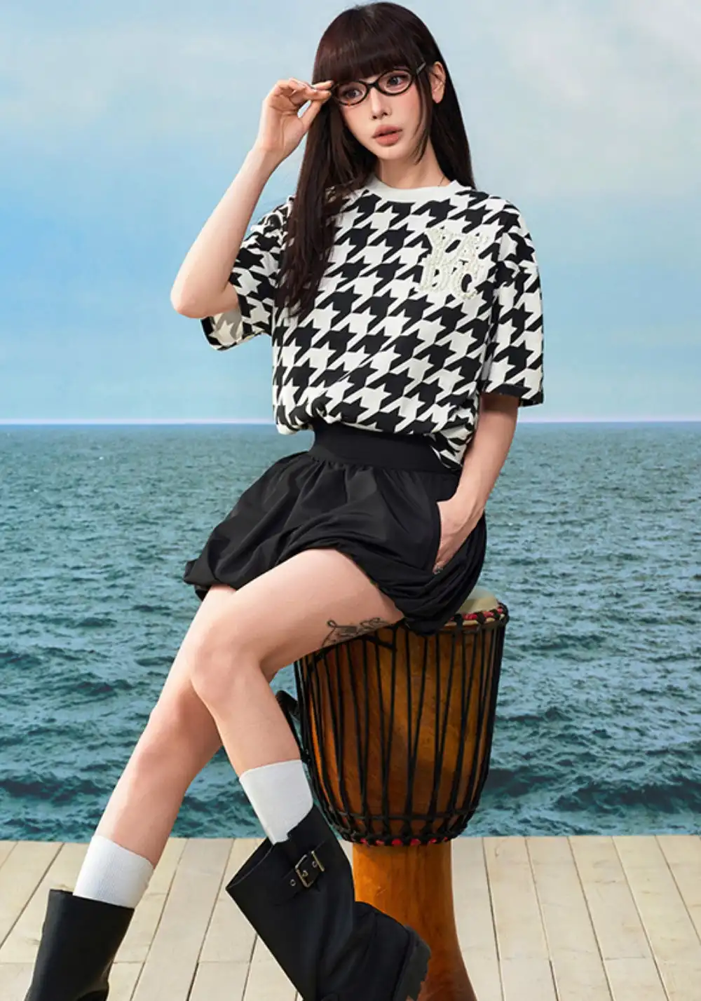 YADcrew丨YADcrew Houndstooth Pearl Tee