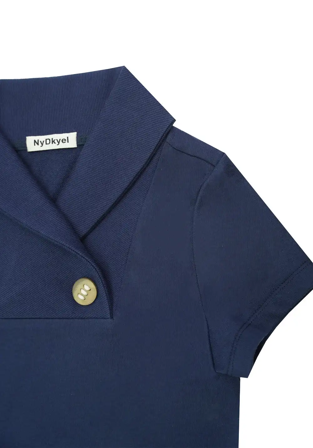 NyDkyel丨Prussian Blue Equestrian Tee - Wooden Button Accents