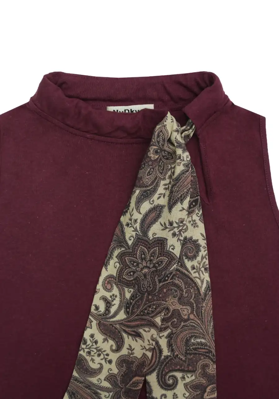 NyDkyel丨Detachable Tie Hemp Vest - Contrast Print-Red - 4