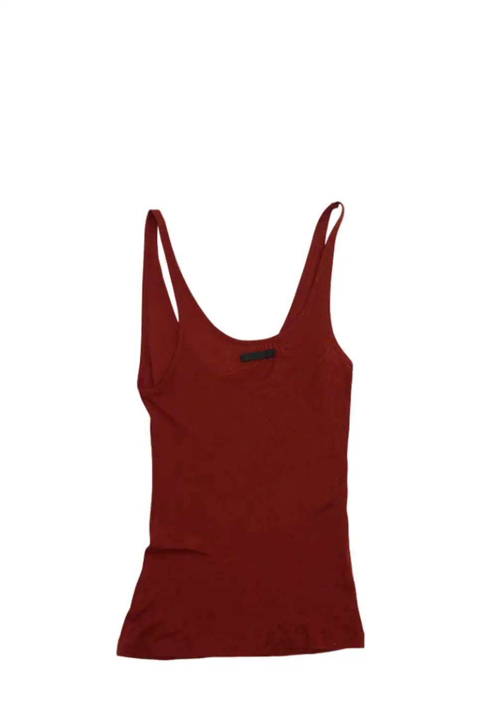 NyDkyel丨U-Neck Wool Blend Tank - Leather Label-Red