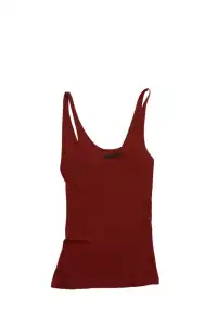 NyDkyel丨U-Neck Wool Blend Tank - Leather Label-Red