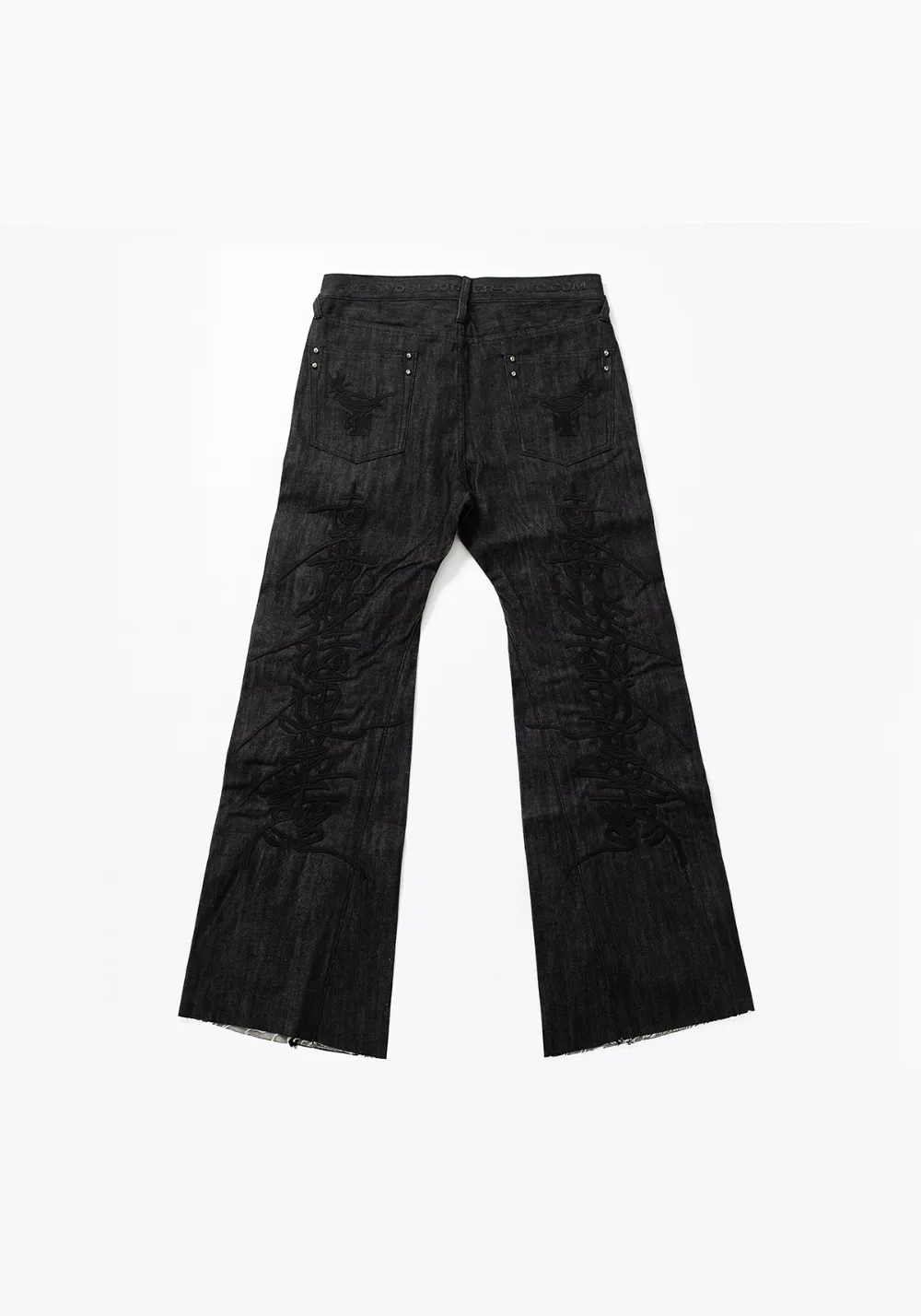 FVVO丨Red Selvedge Embroidered Raw Denim Jeans-Black
