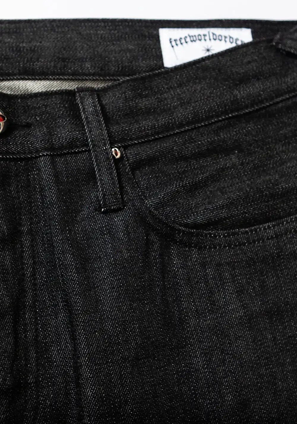 FVVO丨Red Selvedge Embroidered Raw Denim Jeans-Black
