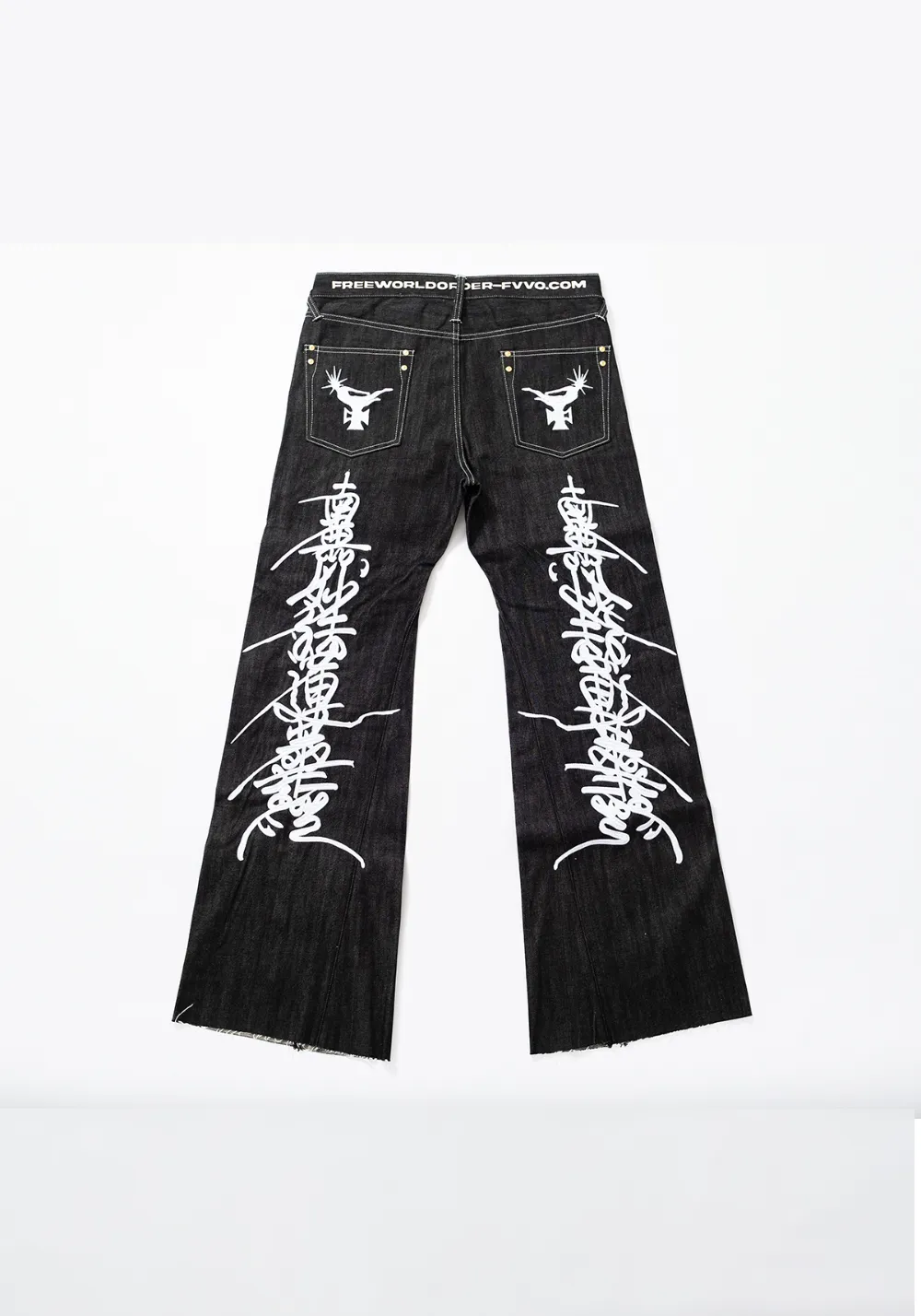 FVVO丨Red Selvedge Embroidered Raw Denim Jeans-White