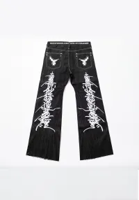 FVVO丨Red Selvedge Embroidered Raw Denim Jeans-White