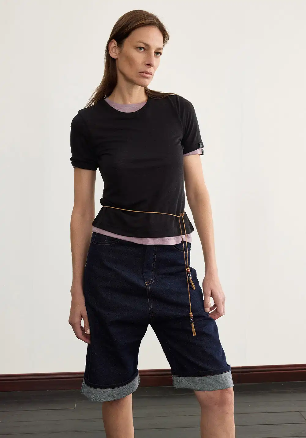 NyDkyel丨Lightweight Knit Tee - Dropped Shoulder Fit-Black