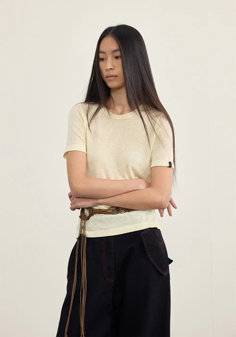 NyDkyel丨Lightweight Knit Tee - Dropped Shoulder Fit-Yellow