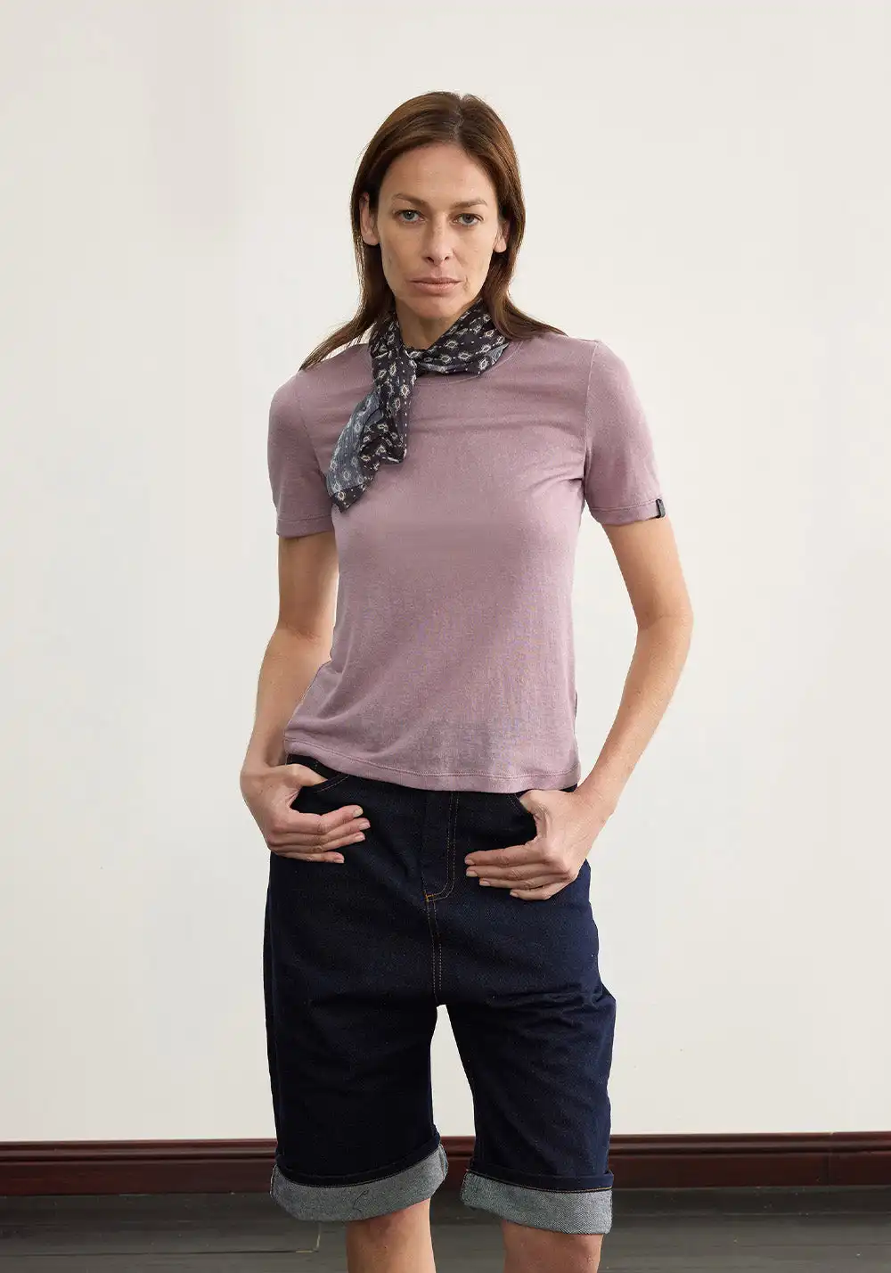 NyDkyel丨Lightweight Knit Tee - Dropped Shoulder Fit-Purple