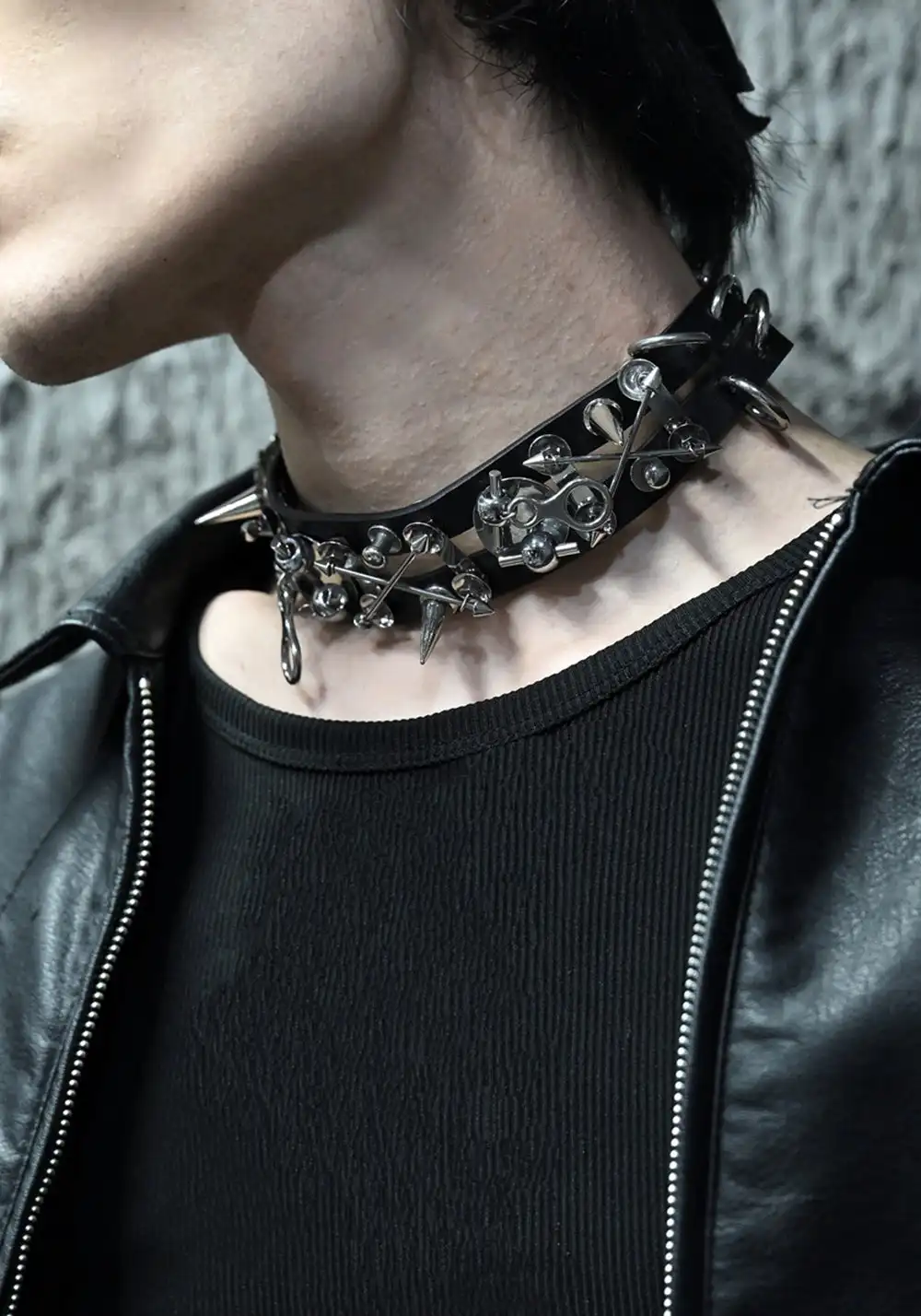 ILLuSoRy丨Handmade Punk Leather Choker - Heavy Duty Hardware