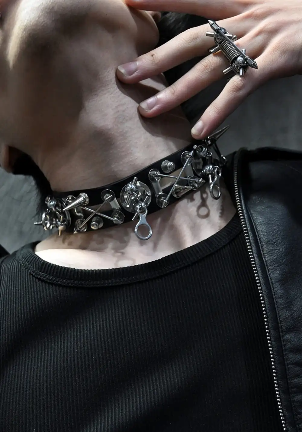 ILLuSoRy丨Handmade Punk Leather Choker - Heavy Duty Hardware