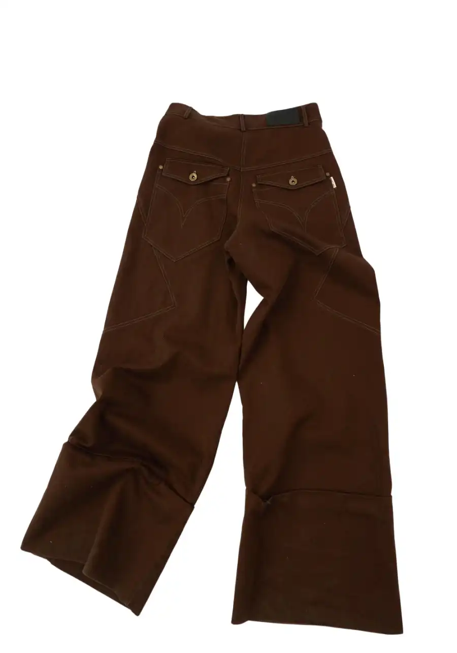 NyDkyel丨Tencel Wide-Leg Utility Pants-Brown - 2