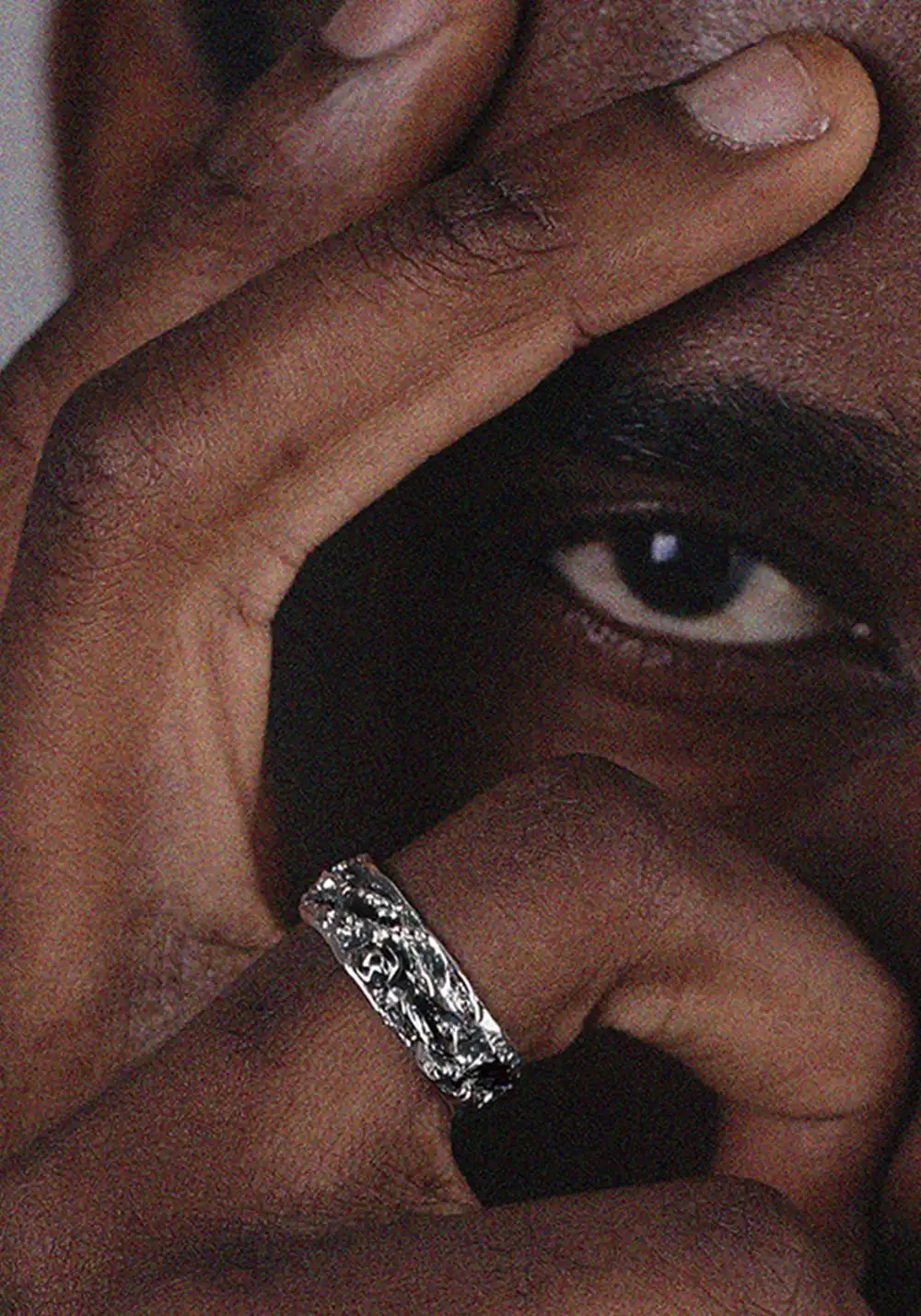 LUXTA丨Black Ice Silver Adjustable Ring