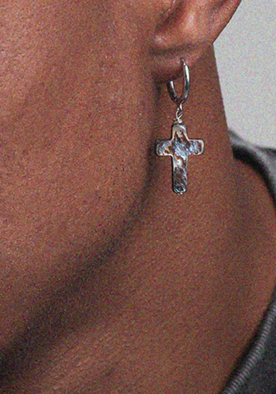 LUXTA丨Pearl Cross Silver Earrings - 2