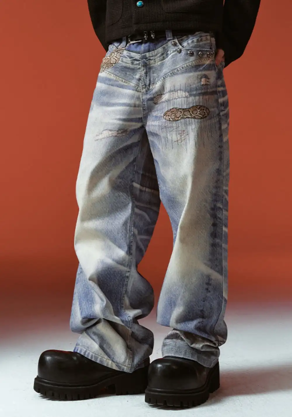 YADcrew丨YADcrew Python-Embossed Jeans